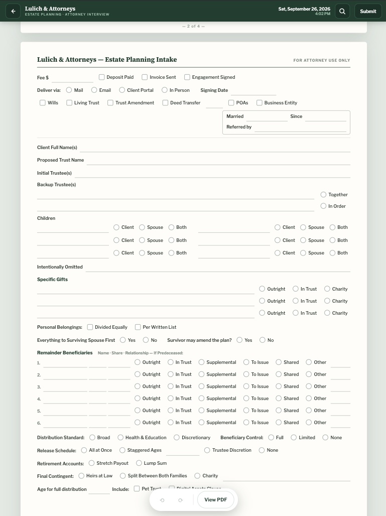 JL iPad Form Site screenshot