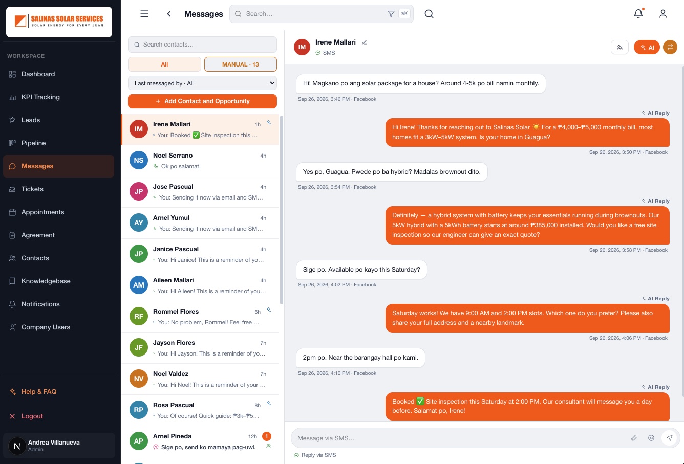 Salinas Solar CRM screenshot